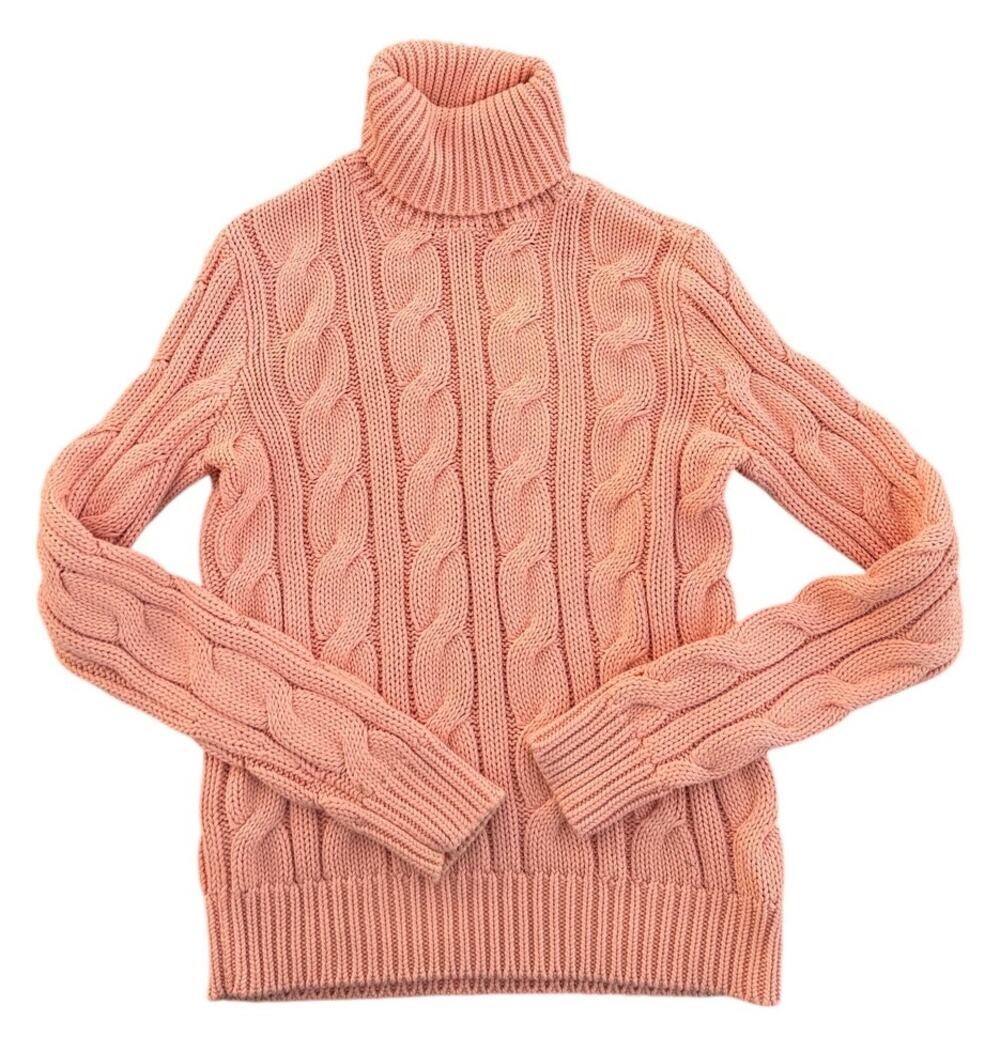 Lauren Ralph Lauren 100% Cotton Cable Knit Sweater - Peach - Size Small
